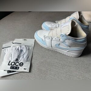 Nike White and Light Blue Women's Sneakers